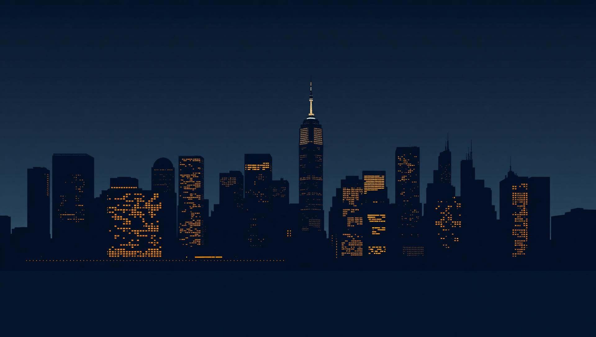 New York City skyline at dusk